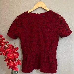 Red Ann Taylor Peplum Top